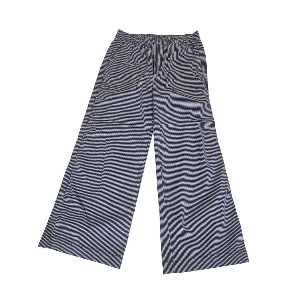 Gap High Rise Easy Wide-Leg Khakis 10 Blue/White Stripe
